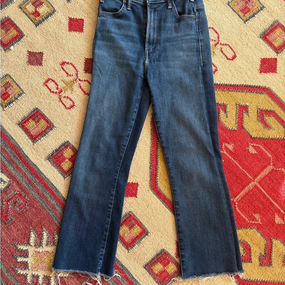 MOTHER The Hustler Ankle Fray Jeans in Denim Blue